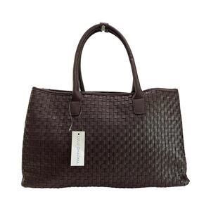 Lulu Dharma Woven Bag Brown Vegan Leather Bottega-inspired Shoulder Purse NWT
